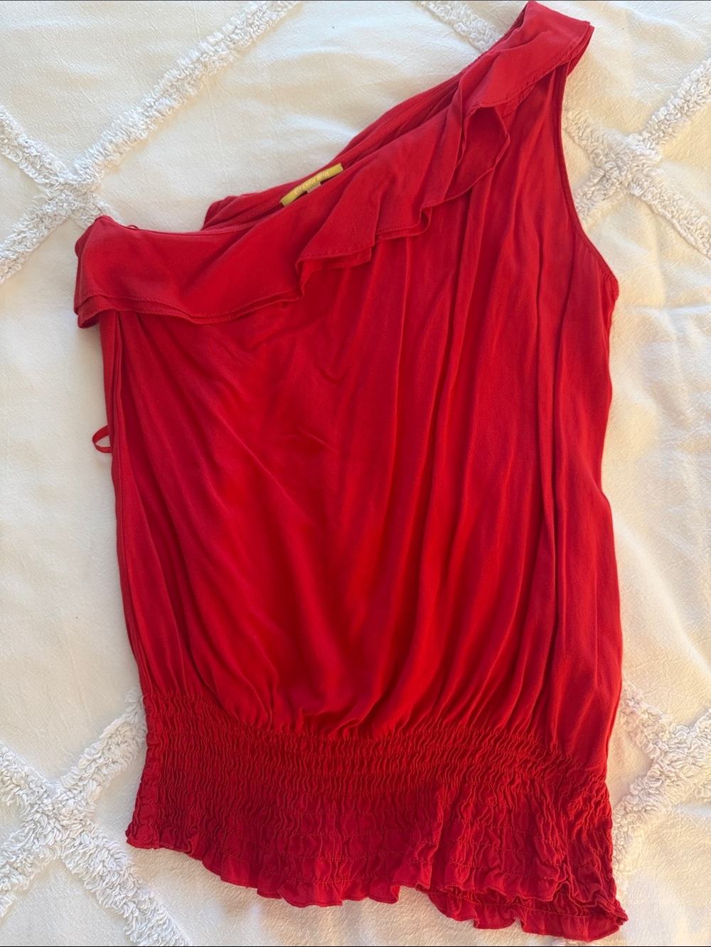 Women’s One-Shoulder Red Ruffled Top